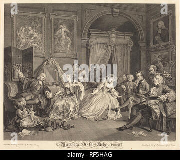 Ehe à la Mode: pl.4. Stand: 1745. Medium: Radierung und Gravur. Museum: Nationalgalerie, Washington DC. Autor: Simon Francois Ravenet ich nach William Hogarth. nach William Hogarth. William Hogarth. SIMON FRANCIS RAVENET. Stockfoto