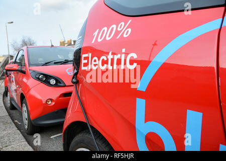 Blue City Electric Car-sharing Scheme in London, Großbritannien Stockfoto