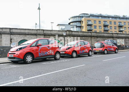 Blue City Electric Car-sharing Scheme in LOndon, Großbritannien Stockfoto