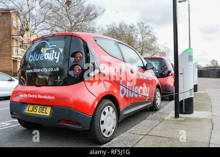 Blue City Electric Car-sharing Scheme in LOndon, Großbritannien Stockfoto