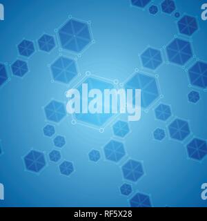 Blau abstrakte Hexagon Moleküle tech vector Hintergrund Stock Vektor