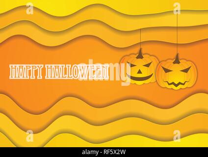Helles orange Herbst Halloween Hintergrund mit Jack-O-Lantern Kürbisse. Vektor Design Stock Vektor