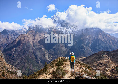 Trekker auf dem Everest Base Camp trek, Khumbu, Nepal Stockfoto