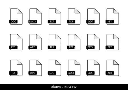 18 Dateisymbole, einfachen Abbildung Stock Vektor