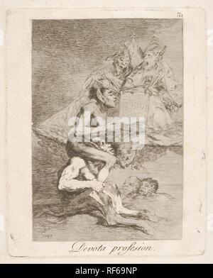 Platte 70 von 'Los Caprichos': Fromme Beruf (Devota profesion.). Artist: Goya (Francisco de Goya y Lucientes) (Spanisch, Fuendetodos 1746-1828 Bordeaux). Maße: Blatt: 12 9/16 x 8 9/16-in. (31,9 x 21,8 cm) Platte: 8 1/8 x 6 1/2 in. (20,6 x 16,5 cm). Serie/Portfolio: Los Caprichos. Datum: 1799. Museum: Metropolitan Museum of Art, New York, USA. Stockfoto