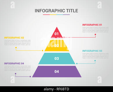 Infografik Vorlage mit Pyramide Stil mit freien Text für Beschreibung mit 4 vier Schritten mit Text auf der rechten und linken Vektor illustr Stockfoto