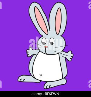 Bunny im Comic-stil. Auf farbigen Hintergrund, Vector Illustration Stock Vektor