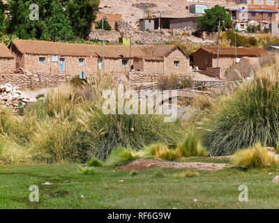 Dorf Caspana. Die Wüste von Atacama im Norden von Chile ist die trockenste Region der Erde. Stockfoto