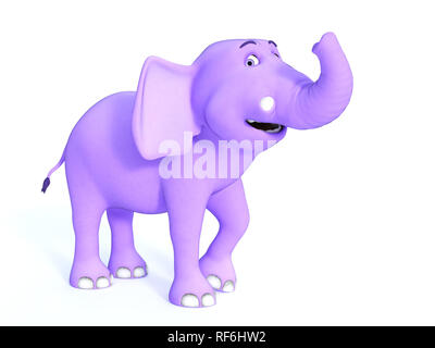 Eine niedliche rosa cartoon Baby Elephant lächelnd und sehr glücklich. Weißer Hintergrund. Stockfoto