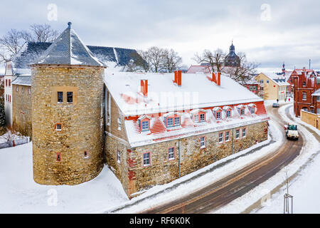 Winterimpressionen aus Harzgerode im Harz Schloss Stockfoto