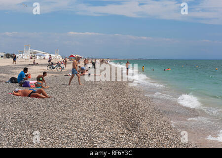 Jewpatoria, Krim, Russland - Juli 5, 2018: Resorts Novy Strand in der Stadt Jewpatoria, Krim Stockfoto