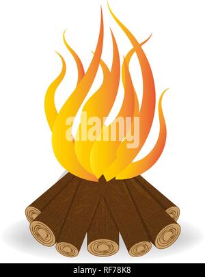 Lagerfeuer im Comic-stil, Feuer Vector Illustration Stock Vektor