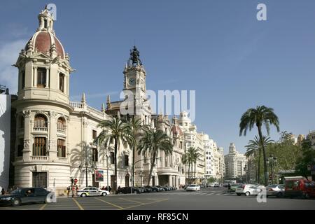 ESP, Spanien, Valencia: Plaza Ayuntamiento, Avenida Marques De Sotelo, Central Rathausplatz Stockfoto