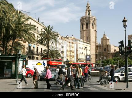 ESP, Spanien, Valencia: Altstadt, an der Plaza de la Reina, Torre del Miguelete, Glockenturm der Kathedrale Stockfoto