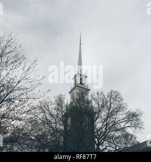 Kirchturm New Haven Connecticut in der Yale University, USA. Stockfoto