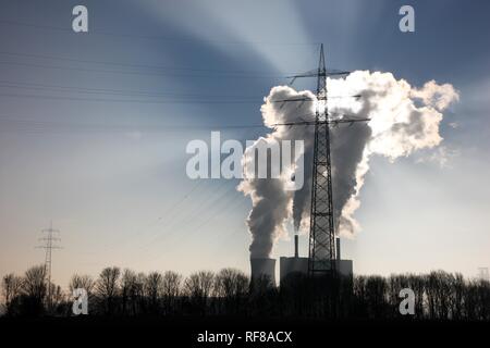 Power Station, Kühltürme, HKM Hüttenwerke Krupp Mannesmann (Stahlwerk), Duisburg, Nordrhein-Westfalen Stockfoto