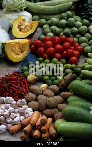 Obst verkauft an die tägliche Cho Dam Markt in Nha Trang, Khánh Hòa Küstenstadt in der Provinz, Vietnam, Asien Stockfoto