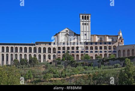 Die Basilika von San Francesco d'Assisi, Assisi, Umbrien, Italien Stockfoto