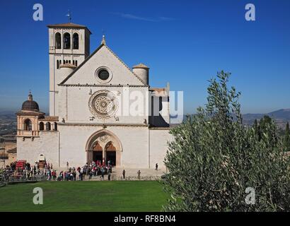 Die Basilika von San Francesco d'Assisi, Assisi, Umbrien, Italien Stockfoto