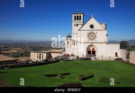 Die Basilika von San Francesco d'Assisi, Assisi, Umbrien, Italien Stockfoto