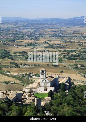Die Basilika von San Francesco d'Assisi, Assisi, Umbrien, Italien Stockfoto
