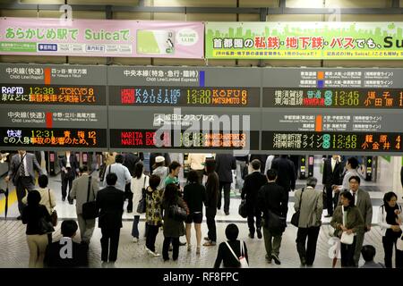 Tokyo Station: U-Bahn, Regional- und Fernverkehr und die Shinkansen Hochgeschwindigkeitszug, Tokio, Japan, Asien Stockfoto