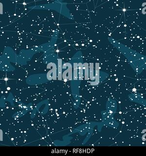 Astronnomic Art Space nahtlose Muster. Endlos wiederholbare Nacht Himmel Hintergrund Stock Vektor
