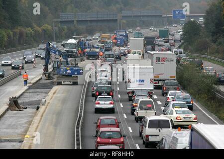 Autobahn (Autobahn) A46, Autobahn Baustelle in der Nähe von Essen, Nordrhein-Westfalen Stockfoto