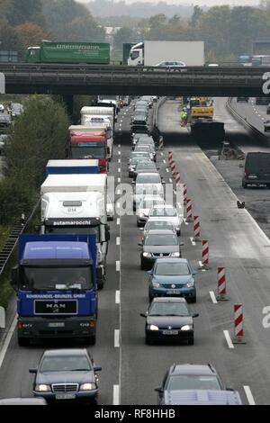 Autobahn (Autobahn) A46, Autobahn Baustelle in der Nähe von Essen, Nordrhein-Westfalen Stockfoto