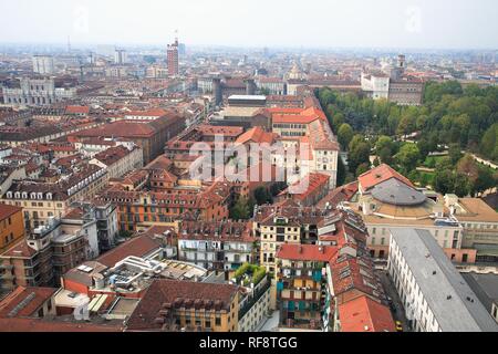 Blick auf das Stadtzentrum von der Mole Antonelliana, Turin, Piemont, Italien, Europa Stockfoto