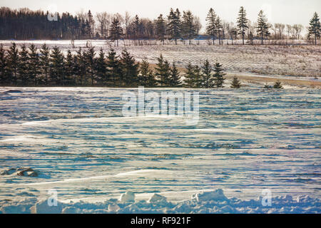 Gefrorenen Feldern in ländlichen Prince Edward Island, Kanada. Stockfoto