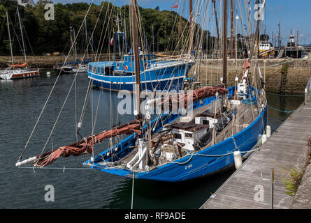 Traditionelle alte Segeln angeln Boot, Douarnenez Stockfoto