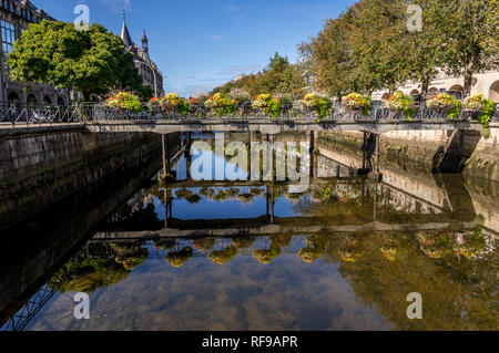 "Passerelles", Fluss l'Odet, Quimper Stockfoto