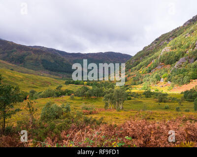 Weiten Blick ins Glen Nevis in den Highlands von Schottland Stockfoto