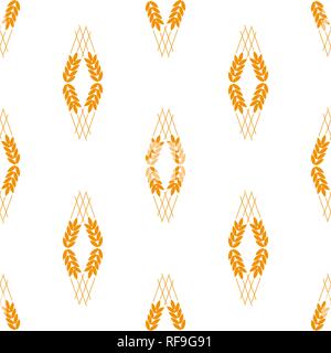 Getreide Symbol mit Reis, Weizen, Mais, Hafer, Roggen, Gerste icon nahtlose Muster auf weißem Hintergrund. Ähren Brot Symbole. Landwirtschaft Weizen s Stock Vektor