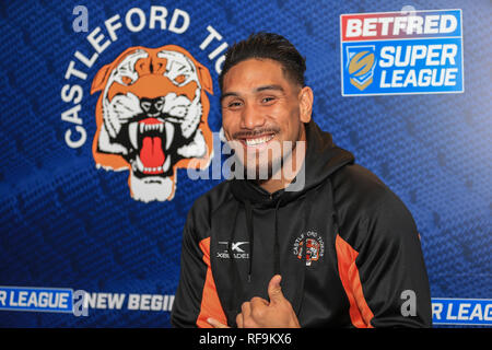 24. Januar 2019, Old Trafford, Manchester, England, Betfred Super League starten 2019; Quelle: Mark Cosgrove/News Bilder Stockfoto