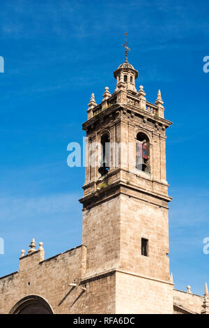 Glockenturm der Església de Sant Joan del Mercat in Valencia, Spanien, Europa Stockfoto