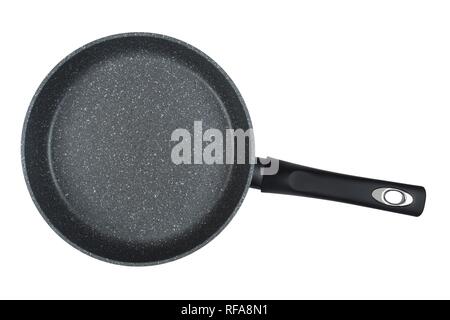 Schwarze Pfanne isoliert auf weißem Hintergrund Stockfoto