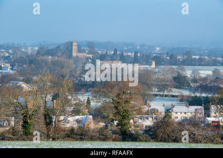 Chipping Campden im Schnee im Januar. Chipping Campden, Cotswolds, Gloucestershire, England Stockfoto
