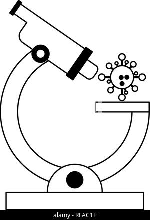 Mikroskop, Bakterien, Schwarz und Weiß Stock Vektor