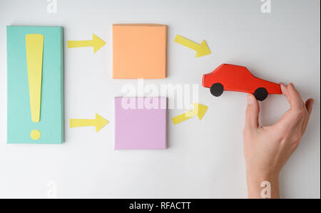 Ablaufdiagramm Diagramm und Auto Stockfoto