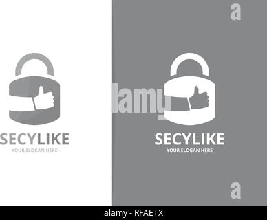 Vektor sperren und wie Logo Kombination. Sichere und beste Symbol oder das Symbol. Einzigartige Vorhängeschloss und Wahl Logo Design Template. Stock Vektor