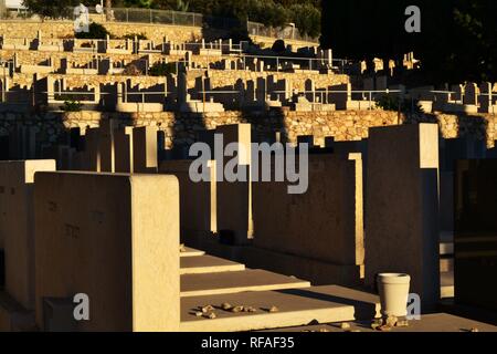 Friedhof, jüdische Friedhof in Haifa City, Downtown Stockfoto