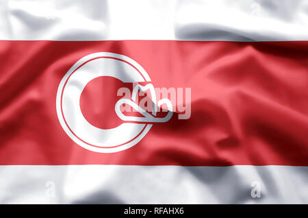 Calgary, Alberta stilvolle winken und closeup flag Abbildung. Perfekt für Hintergrund oder Textur. Stockfoto