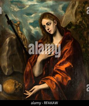 El Greco/"reuige Magdalena', C. 1590, Malerei (Öl auf Leinwand), 104,8 x 92,3 cm. Museum: Museo Cau Ferrat, Colección Santiago Rusiñol, Sitges, Barcelona, Catalunya, España. Stockfoto