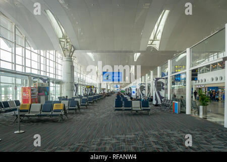 Medan, Indonesien - Januar 2019: Der internationale Flughafen Kualanamu Architektur in Medan, Nordsumatra, Indonesien. Stockfoto