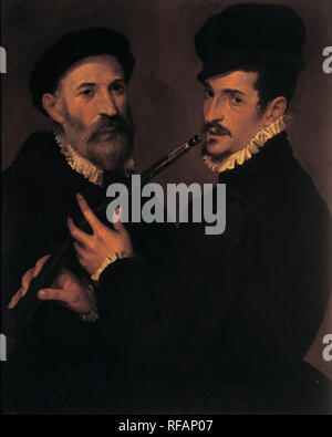 Doppelporträt der Musiker. Datum/Zeitraum: 1577 - 1579. Malerei. Öl auf Leinwand. Höhe: 730 mm (28.74 in); Breite: 590 mm (23.22 in). Autor: Bartolomeo Passarotti. Carpaccio, Vittore. , BARTOLOMEO PASSAROTTI. Stockfoto