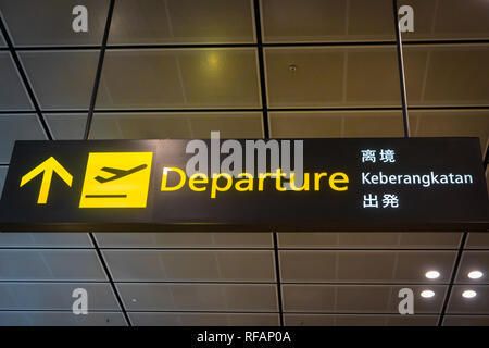 Flughafen abreise Namensschild und Symbol - Internationaler Flug Abflug am Flughafen Stockfoto