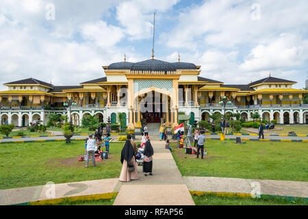 Medan, Indonesien - Januar 2019: Maimun Palace oder Maimoon Palace in Medan, Nordsumatra, Indonesien. Stockfoto