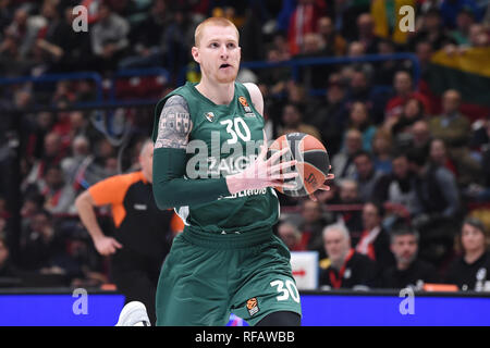 Foto Claudio Grassi/LaPresse 24 Maggio 2005 2019 Assago (MI) Italia sport Warenkorb AX Armani Exchange Olimpia Milano vs Zalgiris Kaunas - Turkish Airlines Eurolega 2018/2019 - Mediolanum Forum. Nella Foto: Aaron Weiß (#30 Zalgiris Kaunas) Foto Claudio Grassi/LaPresse Januar 24, 2019 Assago (MI) Italien sport Warenkorb AX Armani Exchange Olimpia Mailand vs Zalgiris Kaunas - Turkish Airlines EuroLeague 2018/2019 - Mediolanum Forum. Im Pic: Aaron Weiß (#30 Zalgiris Kaunas) Stockfoto